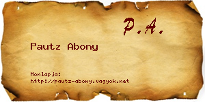 Pautz Abony névjegykártya